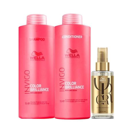 Kit Wella Invigo Color Brilliance - Shampoo 1000 ml e Condicionador 1000 ml e Óleo Capilar 100 ml - Wella Professionals