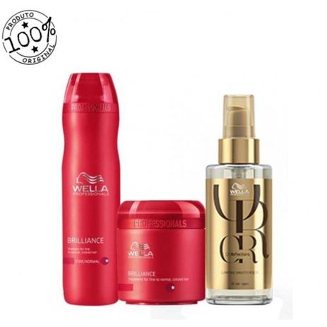 Kit Wella Professionals Brilliance Shampoo 250ml+ Máscara Grossos 150ml + Oil Reflections 100ml (3 P é boa?
