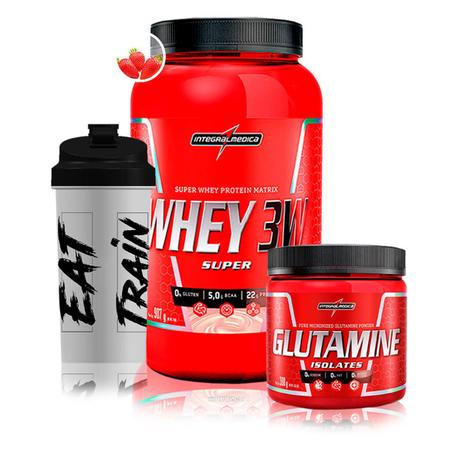 Kit Whey 3w 900g + Glutamina 300g - Integralmedica Menor preço em Kit Whey 3w 900g + Glutamina 300g - Integralmedica