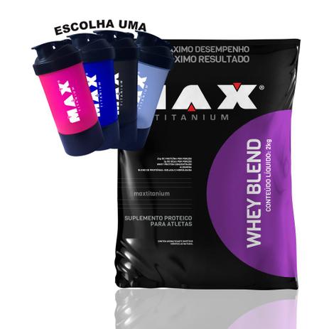 kit Whey blend 1,8kg + Coqueteleira dupla - Max titanium Menor preço em kit Whey blend 1,8kg + Coqueteleira dupla - Max titanium