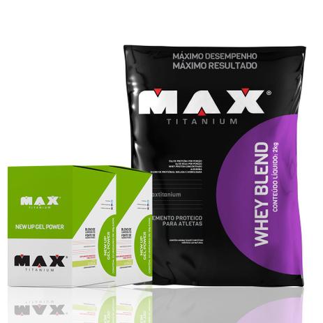 Kit Whey Blend 2kg + 2x New Up Gel Caixa C/10 Und - Max - Max titanium Menor preço em Kit Whey Blend 2kg + 2x New Up Gel Caixa C/10 Und - Max - Max titanium