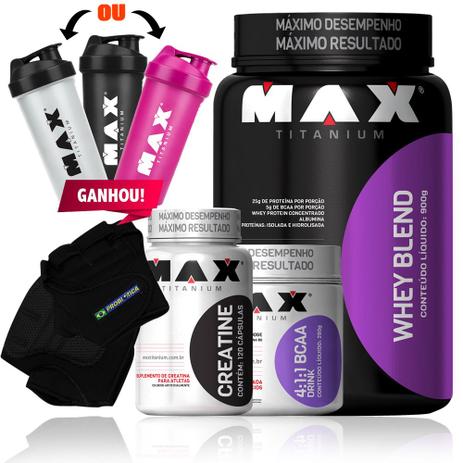 Kit Whey Blend 4:1:1 Bcaa Drink Creatina Luva Coq Max Titani - Max titanium é boa?