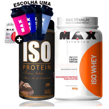 Kit Whey Isolada + Active Man + Coqueteleira Dupla - Max titanium Menor preço em Kit Whey Isolada + Active Man + Coqueteleira Dupla - Max titanium