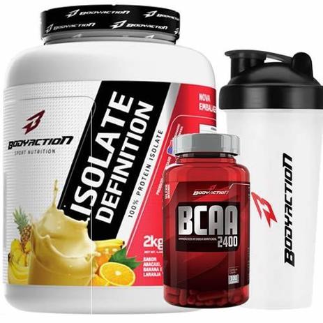 Kit Whey Isolate Definition 2000g Frutas + BCAA 2400 - 100 caps + coqueteleira - BodyAction é boa?