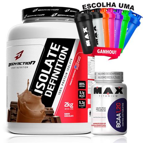 Kit Whey Isolate Definition + Bcaa 1,2 Max Titanium Body Act - Body action Menor preço em Kit Whey Isolate Definition + Bcaa 1,2 Max Titanium Body Act - Body action