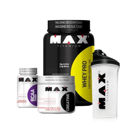 Kit WHEY PRO Baunilha + BCAA + CREATINA + COQUETELEIRA Max Titanium é boa?