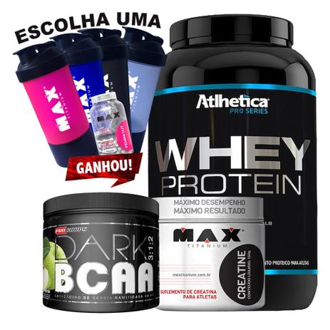 Kit Whey Pro Series + Creatina + Bcaa Dark + Femini Cut - Atlhetica Menor preço em Kit Whey Pro Series + Creatina + Bcaa Dark + Femini Cut - Atlhetica