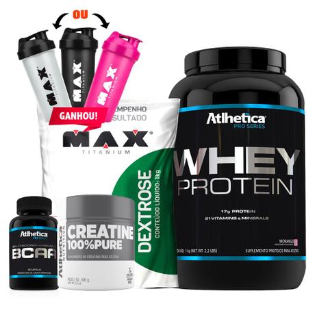 KIt Whey Pro Series + Dexrose + Creatina + Bcaa + Coque - Atlhetica nutrition Menor preço em KIt Whey Pro Series + Dexrose + Creatina + Bcaa + Coque - Atlhetica nutrition