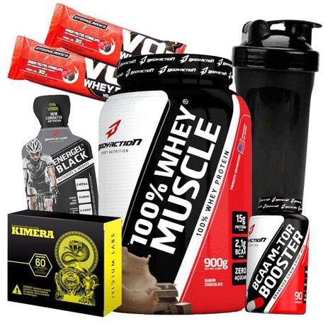 Kit Whey Protein 100 + Bcaa + Kimera - Body action Menor preço em Kit Whey Protein 100 + Bcaa + Kimera - Body action
