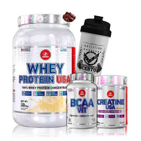 Kit Whey Protein 907g + Creatina Usa + Bcaa Vit + Coq - Midway - Midway labs Menor preço em Kit Whey Protein 907g + Creatina Usa + Bcaa Vit + Coq - Midway - Midway labs