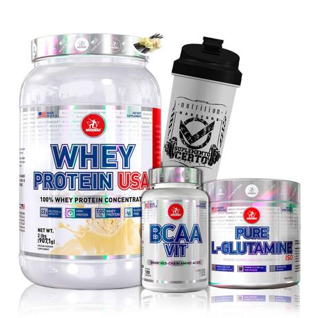 Kit Whey Protein USA 907g + L-Glutamina Powder + Bcaa Vit + Coq - Midway - Midway labs Menor preço em Kit Whey Protein USA 907g + L-Glutamina Powder + Bcaa Vit + Coq - Midway - Midway labs