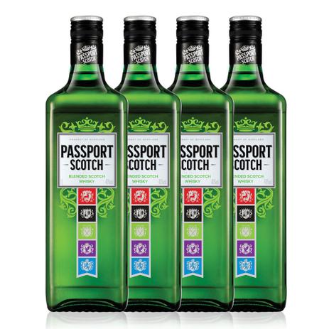 Kit Whisky Passport Scotch 1L - 4 Unidades Menor preço em Kit Whisky Passport Scotch 1L - 4 Unidades