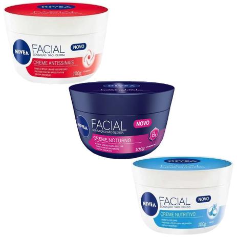 Kit x3 Creme Facial Nivea Noturno/Nutritivo/Antissinais 100G é boa?
