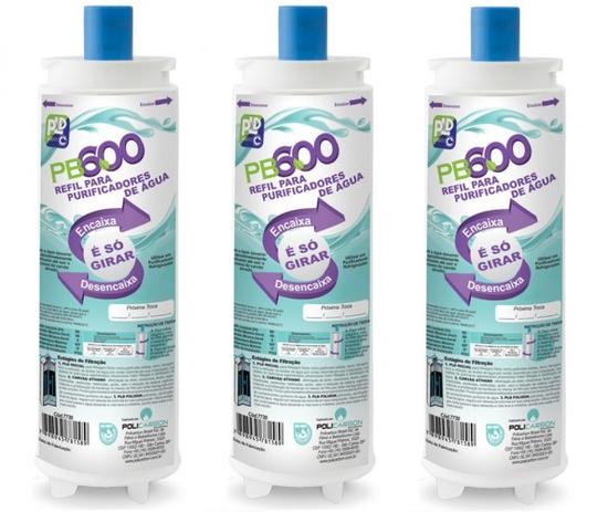 Kit X3 Refil Filtro Policarbon PB600 Para Purificador Master Frio Rótulo Branco Encaixe 19,5mm Menor preço em Kit X3 Refil Filtro Policarbon PB600 Para Purificador Master Frio Rótulo Branco Encaixe 19,5mm
