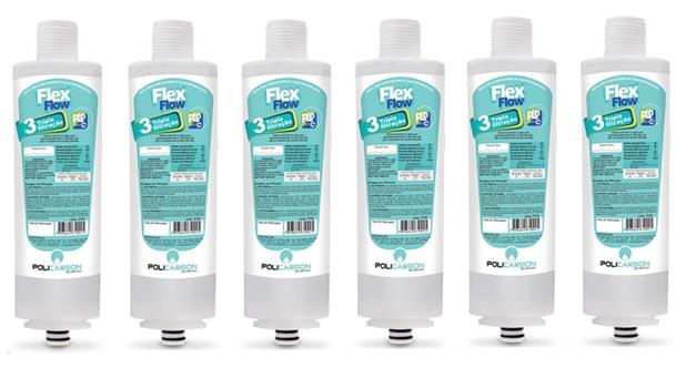 Kit X6 Refil Filtro Policarbon FlexFlow Purificador de ��gua Libell Acqua Flex Pressbaby Press Side Menor preço em Kit X6 Refil Filtro Policarbon FlexFlow Purificador de ��gua Libell Acqua Flex Pressbaby Press Side