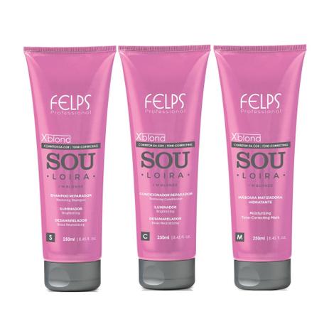 Kit Xblond de Tratamento Sou Loira Felps - Felps profissional Menor preço em Kit Xblond de Tratamento Sou Loira Felps - Felps profissional