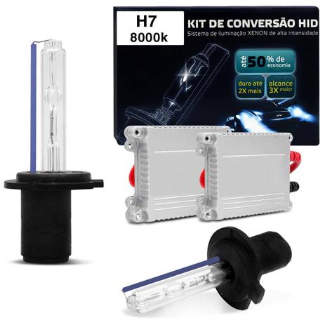 Menor preço em Kit Xênon Completo H7 8000K 12V Tonalidade Azulada Reator Anti Flicker - Prime