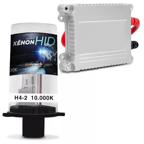 Kit Xênon Moto Completo H4-2 10000K 35W 12V Tonalidade Azul Violeta com Reator Função Anti Flicker - Prime Menor preço em Kit Xênon Moto Completo H4-2 10000K 35W 12V Tonalidade Azul Violeta com Reator Função Anti Flicker - Prime