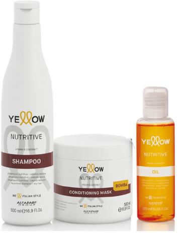 Kit Yellow Nutritive Shampoo 500ml e Mascara 500ml e Oil 120ml - Yellow alfaparf Menor preço em Kit Yellow Nutritive Shampoo 500ml e Mascara 500ml e Oil 120ml - Yellow alfaparf