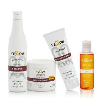 Kit Yellow Nutritive Shampoo 500ml+Mascara 500ml+Oil 120ml+Leaven-in Conditioner 250ml - Yellow alfaparf Menor preço em Kit Yellow Nutritive Shampoo 500ml+Mascara 500ml+Oil 120ml+Leaven-in Conditioner 250ml - Yellow alfaparf