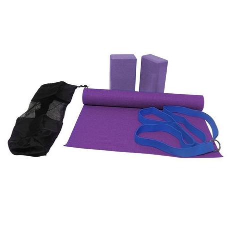 Kit Yoga e Pilates Bolsa Cinta Tapete Blocos Esteira Exercicio Roxo - Braslu Menor preço em Kit Yoga e Pilates Bolsa Cinta Tapete Blocos Esteira Exercicio Roxo - Braslu