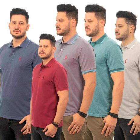 Kit37 - 5 Camisas Polo Masculina Piquet John Pull Menor preço em Kit37 - 5 Camisas Polo Masculina Piquet John Pull