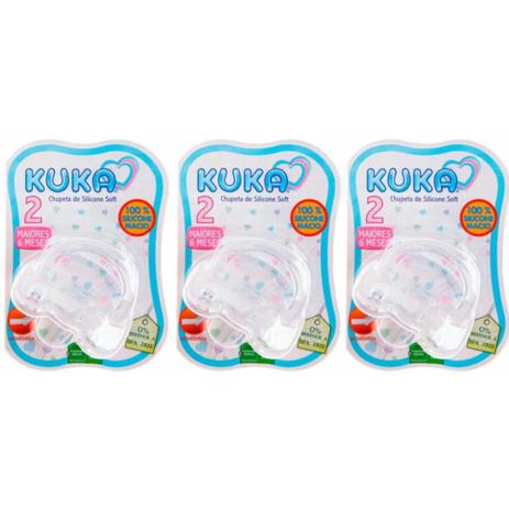 Kuka 2705 Chupeta 100 Silicone Nº2 Orto Transparente (Kit C/03) Menor preço em Kuka 2705 Chupeta 100 Silicone Nº2 Orto Transparente (Kit C/03)