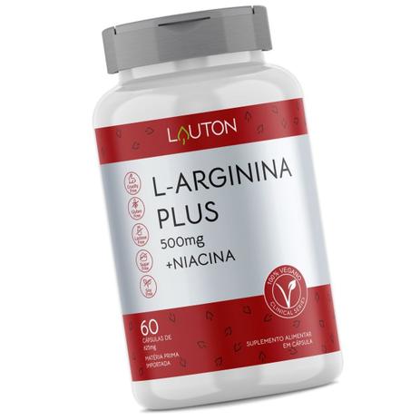 L-Arginina Plus 500mg com Niacina Vegano Lauton -