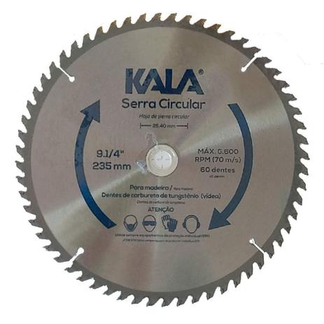 Lâmina de serra circular para madeira 60 dentes 235mm 9.1/4 pol Kala Menor preço em Lâmina de serra circular para madeira 60 dentes 235mm 9.1/4 pol Kala