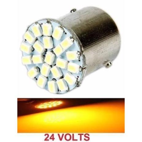 Lampada 22 Led Ba15s 1 Polo P21 Laranja 24v Mfl Menor preço em Lampada 22 Led Ba15s 1 Polo P21 Laranja 24v Mfl