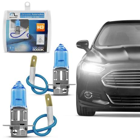 Menor preço em Lampada Automotiva Multilaser H3 12V 55W 5000K Super Branca Par - AU804