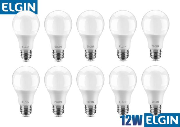 Lâmpada Bulbo Led 12w Kit c/10 unidades 6500k Bivolt 110/220v Elgin Menor preço em Lâmpada Bulbo Led 12w Kit c/10 unidades 6500k Bivolt 110/220v Elgin