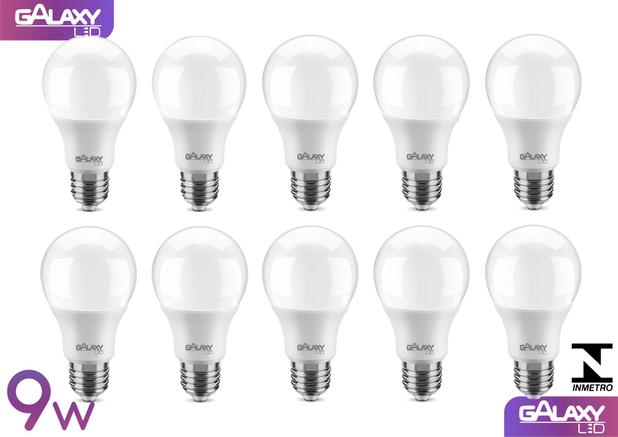 Lâmpada Bulbo Led 9w Kit c/10 unidades 6500k Bivolt 110/220v Galaxy - Galaxy Led Menor preço em Lâmpada Bulbo Led 9w Kit c/10 unidades 6500k Bivolt 110/220v Galaxy - Galaxy Led