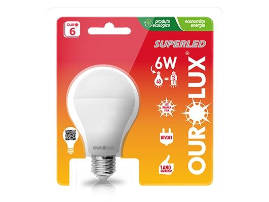 Lâmpada Bulbo Ourolux 6w led 2700k bc Morna Menor preço em Lâmpada Bulbo Ourolux 6w led 2700k bc Morna