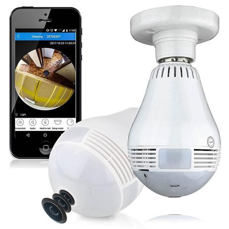 Lâmpada Câmera Led Wifi Ip Hd Panorâmica 360º Espião Celular - Yesstech Menor preço em Lâmpada Câmera Led Wifi Ip Hd Panorâmica 360º Espião Celular - Yesstech