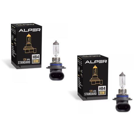 Lâmpada Carro Halógena HB4 12V 51W 3200K Alper Standard Luz Farol Alto e Baixo - 2 Unidades Menor preço em Lâmpada Carro Halógena HB4 12V 51W 3200K Alper Standard Luz Farol Alto e Baixo - 2 Unidades
