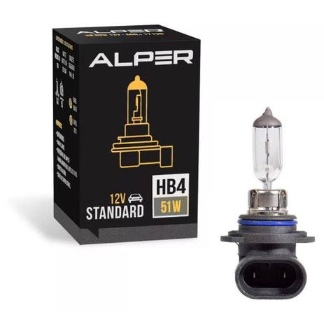 Lâmpada Carro Halógena HB4 12V 51W 3200K Alper Standard Luz Farol Alto e Baixo Menor preço em Lâmpada Carro Halógena HB4 12V 51W 3200K Alper Standard Luz Farol Alto e Baixo