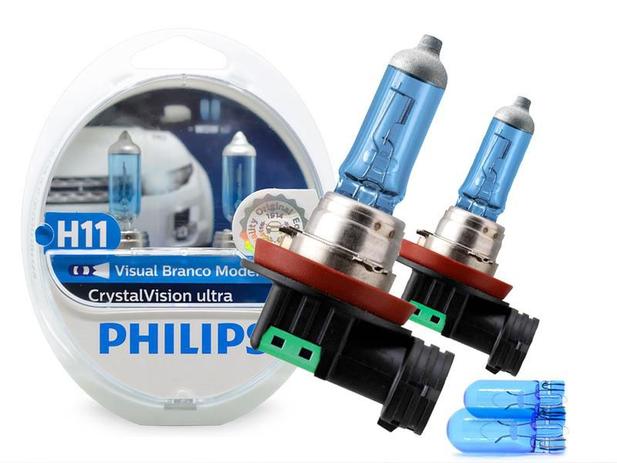 Menor preço em Lâmpada Crystal Vision Ultra H11 Super Branca Philips 4300K + Pingo