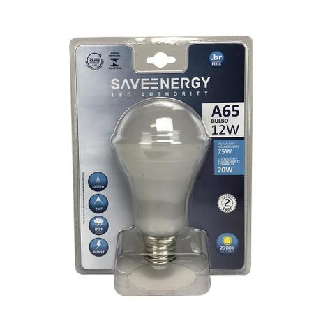 Lâmpada de Led Bulbo A65 12W 2700K - Save Energy - 127V Menor preço em Lâmpada de Led Bulbo A65 12W 2700K - Save Energy - 127V