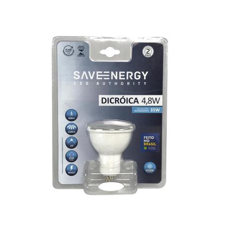 Lâmpada de Led Dicróica 4,8W 6500K - Save Energy - Bivolt Menor preço em Lâmpada de Led Dicróica 4,8W 6500K - Save Energy - Bivolt