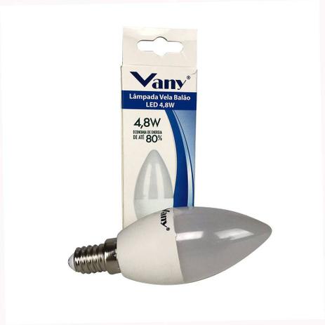 Lâmpada de Led Vela Balão 4,8W 6500K E14 - Vany - Bivolt Menor preço em Lâmpada de Led Vela Balão 4,8W 6500K E14 - Vany - Bivolt