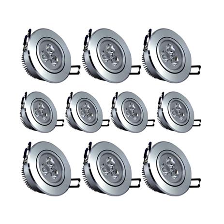 Lâmpada Dicróica Spot Led Sanca Redondo 3W Branco Quente Prata Kit 10 - Power xl Menor preço em Lâmpada Dicróica Spot Led Sanca Redondo 3W Branco Quente Prata Kit 10 - Power xl