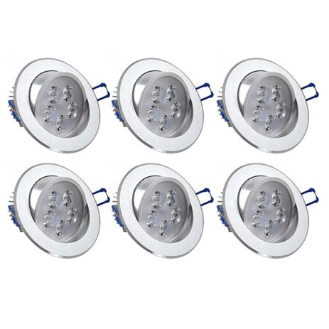 Lâmpada Dicróica Spot Led Sanca Redondo 5W Branco Frio Prata Kit 6 - Power xl Menor preço em Lâmpada Dicróica Spot Led Sanca Redondo 5W Branco Frio Prata Kit 6 - Power xl