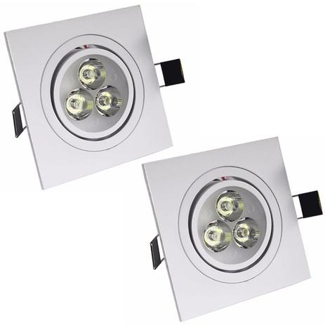Lâmpada Dicróica Spot Super Led Sanca Quadrado 3w Branco Quente Kit 2 - Ctb Menor preço em Lâmpada Dicróica Spot Super Led Sanca Quadrado 3w Branco Quente Kit 2 - Ctb