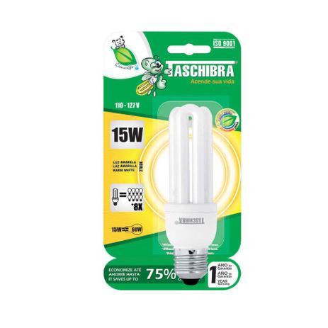 Lâmpada eletrônica fluorescente 3U 15W 127V branca Taschibra - Brasilux Menor preço em Lâmpada eletrônica fluorescente 3U 15W 127V branca Taschibra - Brasilux