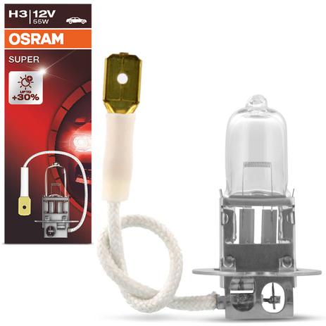 Lâmpada Halógena H3 3200K 55W 12V Osram Linha Super Reposição Original para Farol Menor preço em Lâmpada Halógena H3 3200K 55W 12V Osram Linha Super Reposição Original para Farol