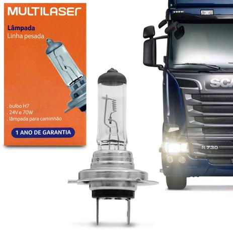 Lâmpada Halógena Multilaser AU877 H7 3200K 70W 24V Caminhão Menor preço em Lâmpada Halógena Multilaser AU877 H7 3200K 70W 24V Caminhão