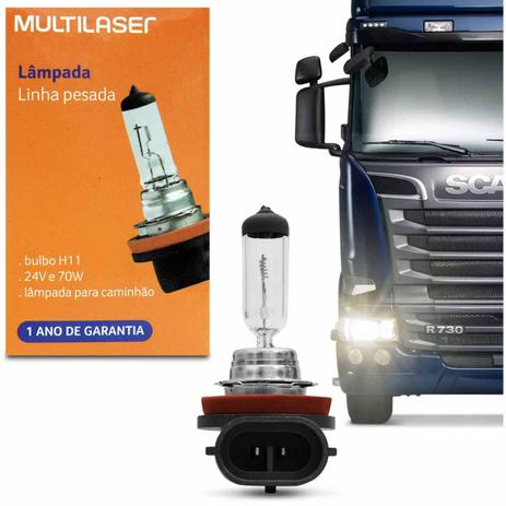 Lâmpada Halógena Multilaser AU879 H11 3200K 70W 24V Caminhão Menor preço em Lâmpada Halógena Multilaser AU879 H11 3200K 70W 24V Caminhão