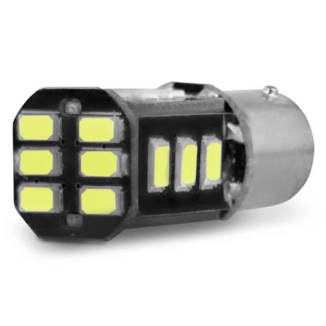 Lâmpada LED 1 Polo Trava Reta 18 LEDs 7W 12V Luz Branca Aplicação Direção Ré e Freio - M.x. Menor preço em Lâmpada LED 1 Polo Trava Reta 18 LEDs 7W 12V Luz Branca Aplicação Direção Ré e Freio - M.x.