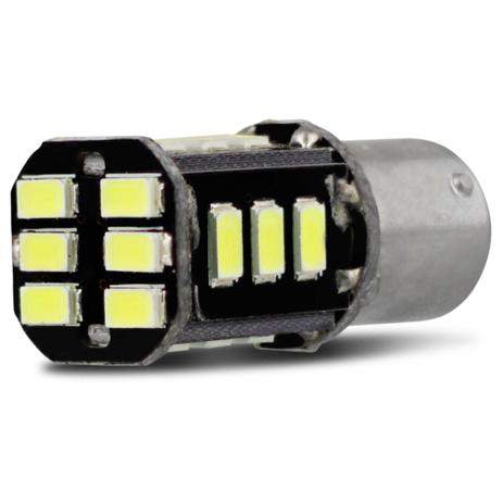 Lâmpada LED 2 Polos Trava Reta 18 LEDs 7W 12V Luz Branca Aplicação Direção Ré e Freio - M.x. Menor preço em Lâmpada LED 2 Polos Trava Reta 18 LEDs 7W 12V Luz Branca Aplicação Direção Ré e Freio - M.x.